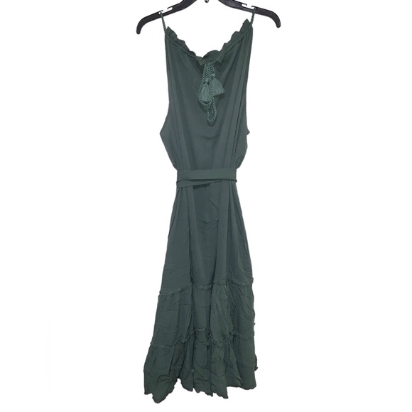 NWT City Chic Plus Fringe Tiered Dress Jungle Green Color Size 22 - Picture 4 of 6